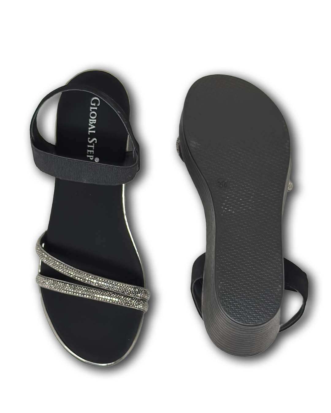 Crystal Arc Wedge Sandals