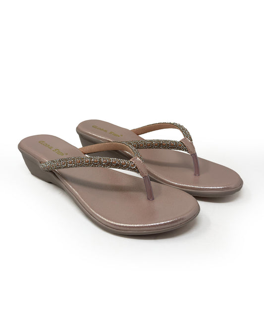 Stylish Rose Gold Wedge Sandals