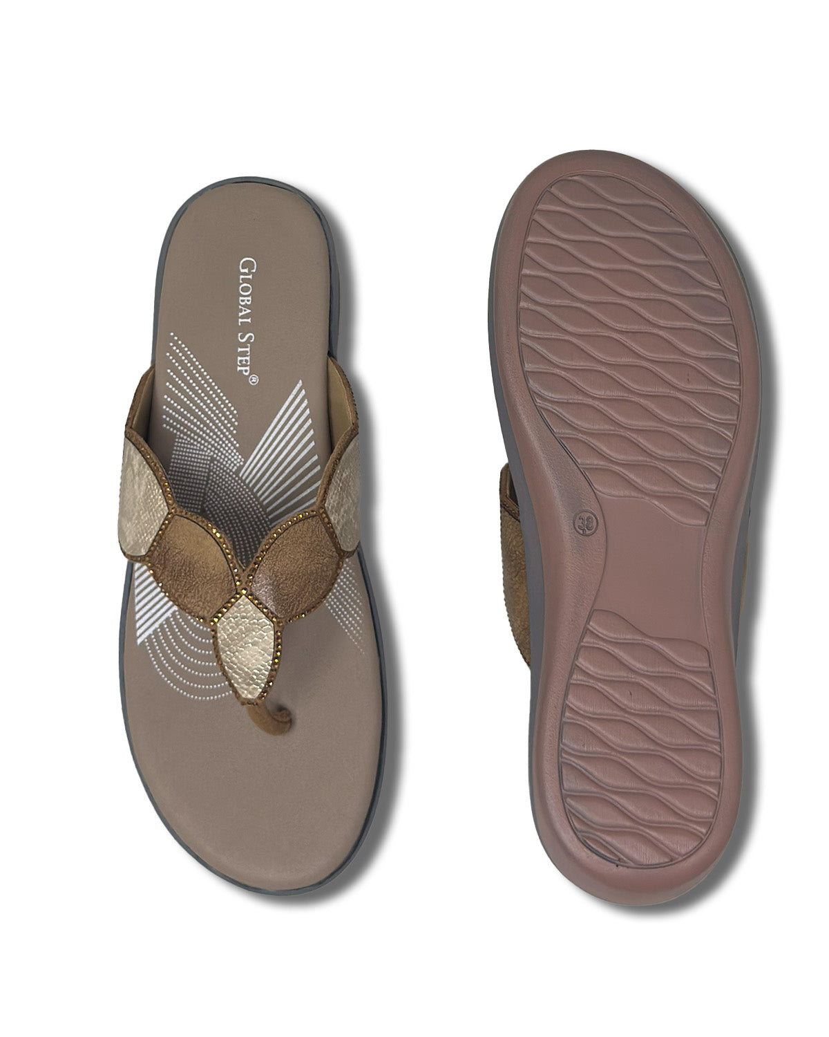 Elegant Beige Beaded Slides