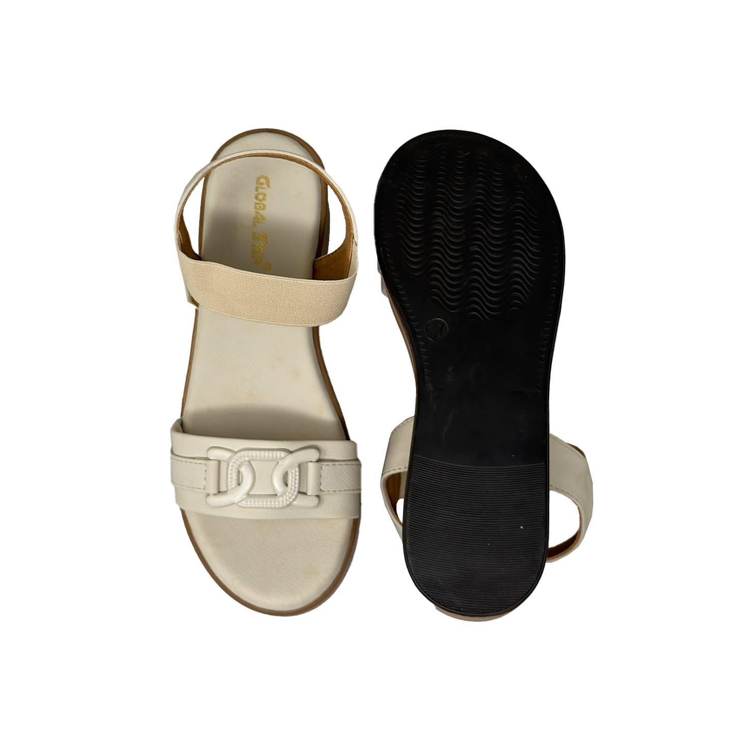 Off White Platform Wedge Sandals