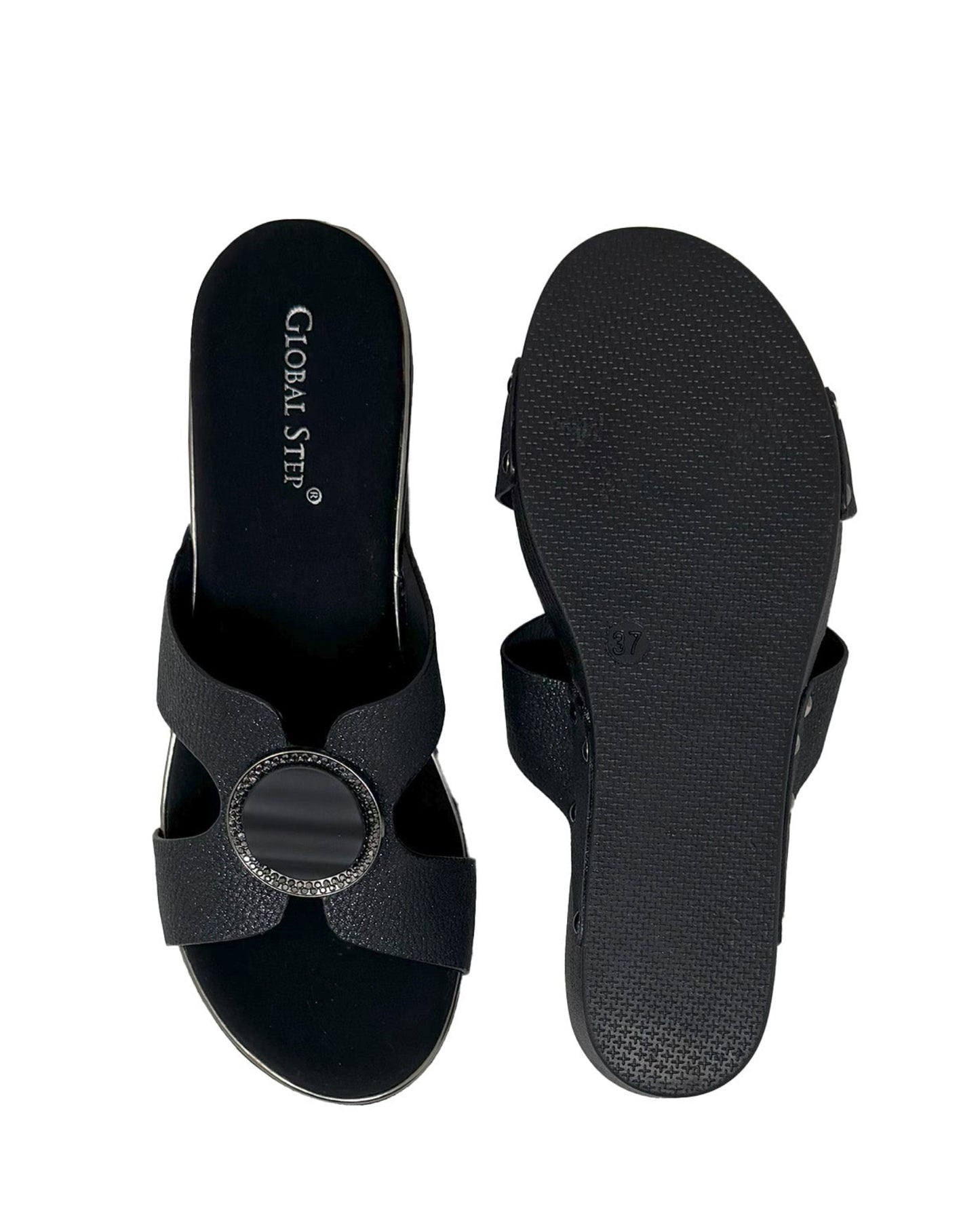 Elegant Buckle Wedge Sandals