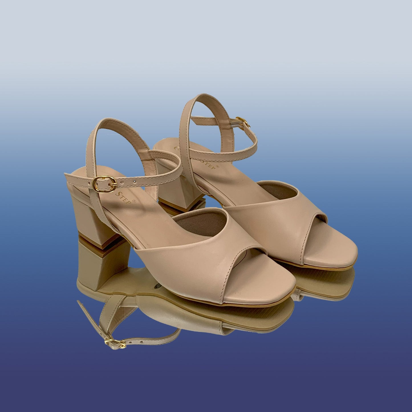 Beige Block Heel Sandals - GlobalStep - shoes - 36