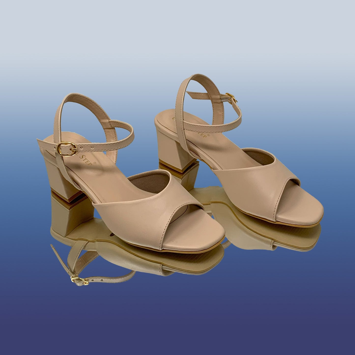 Beige Block Heel Sandals - GlobalStep - shoes - 36