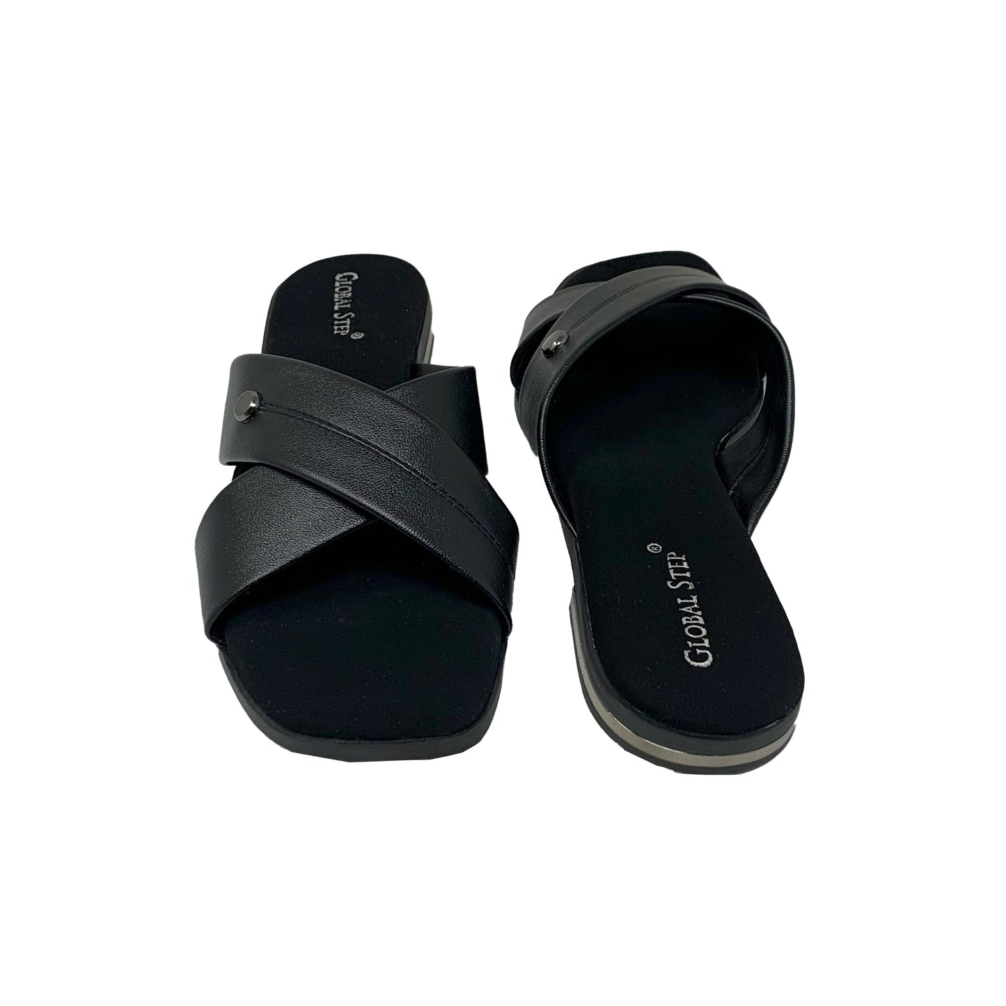 Black Cross - Strap Flats - GlobalStep - shoes - 36