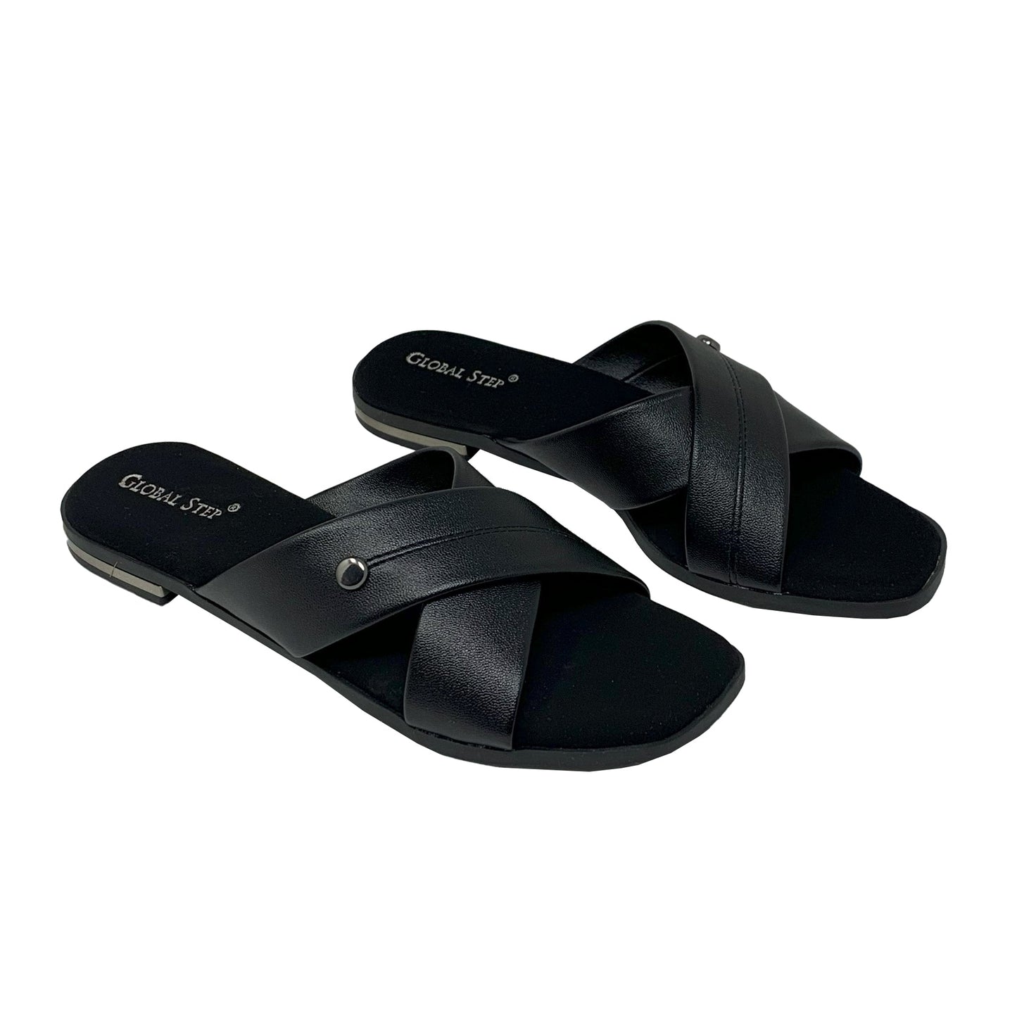 Black Cross - Strap Flats - GlobalStep - shoes - 36