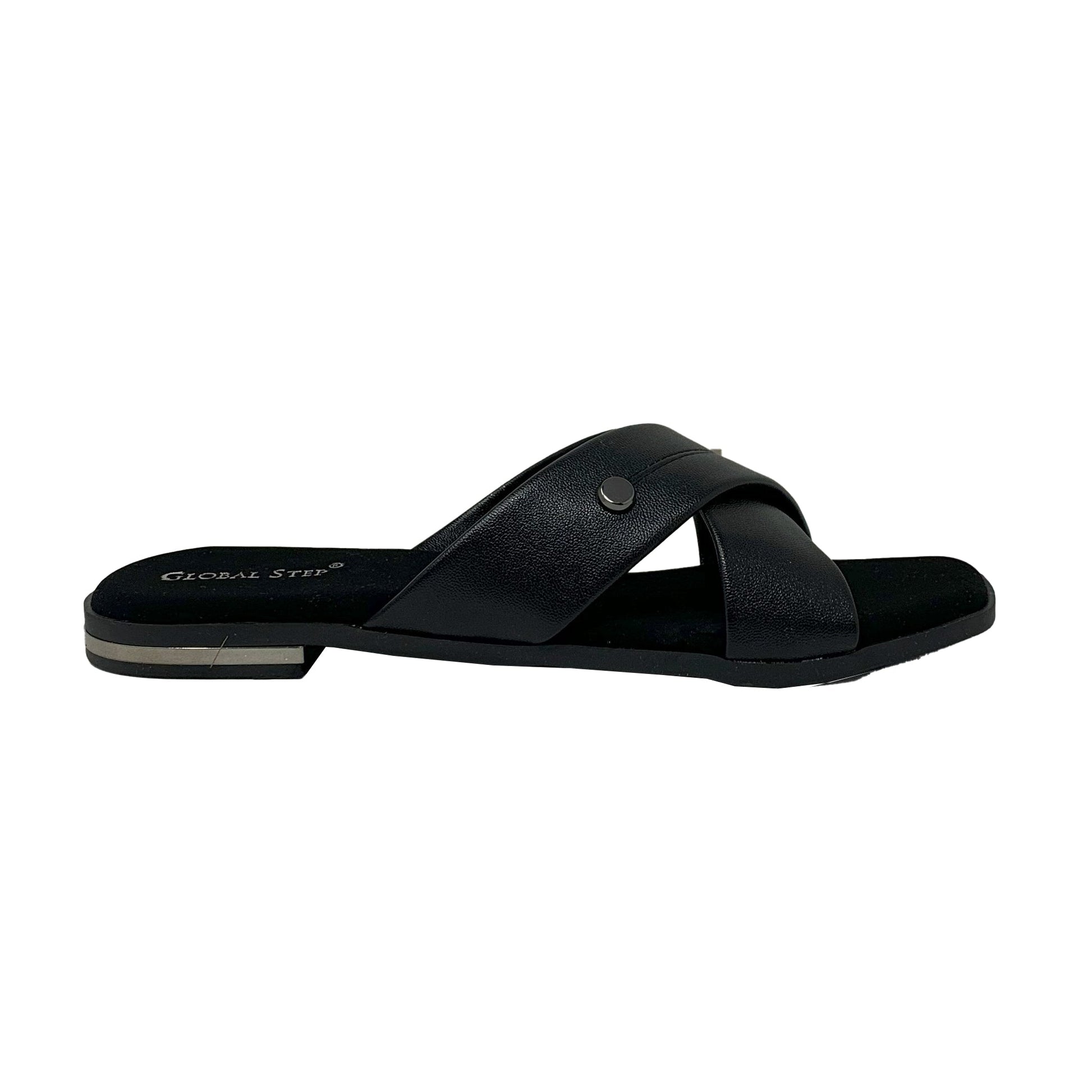 Black Cross - Strap Flats - GlobalStep - shoes - 36