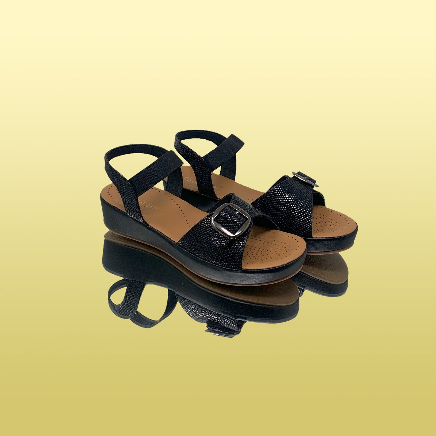 Black GlitzNoble Wedges - GlobalStep - shoes - 36