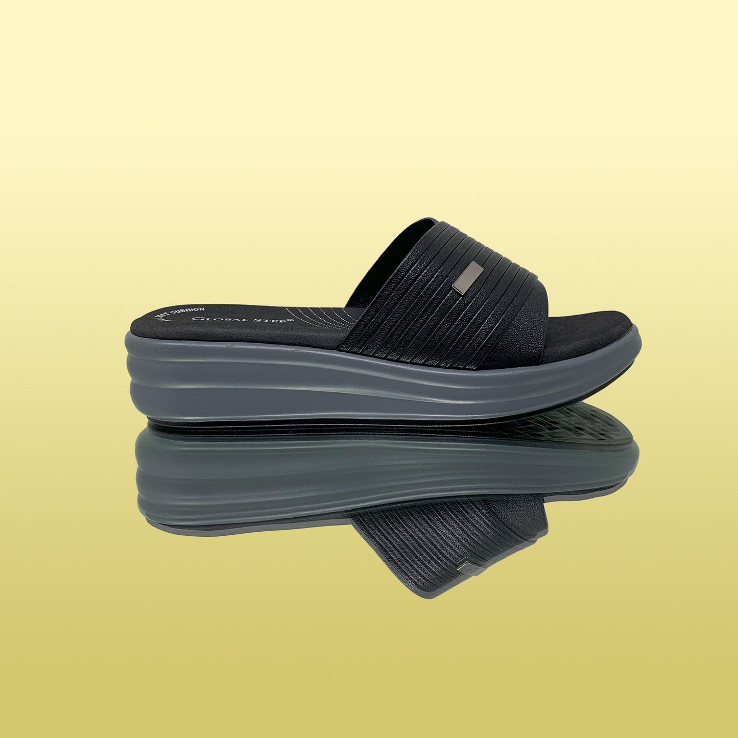 Black Platform Slides - GlobalStep - shoes - 36