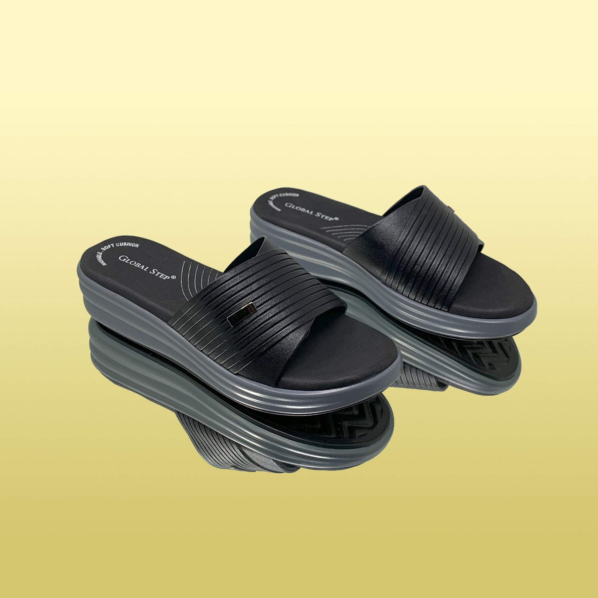 Black Platform Slides - GlobalStep - shoes - 36
