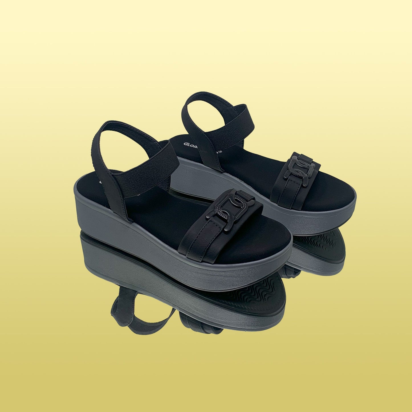 Black Platform Wedge Sandals - GlobalStep - shoes - 36