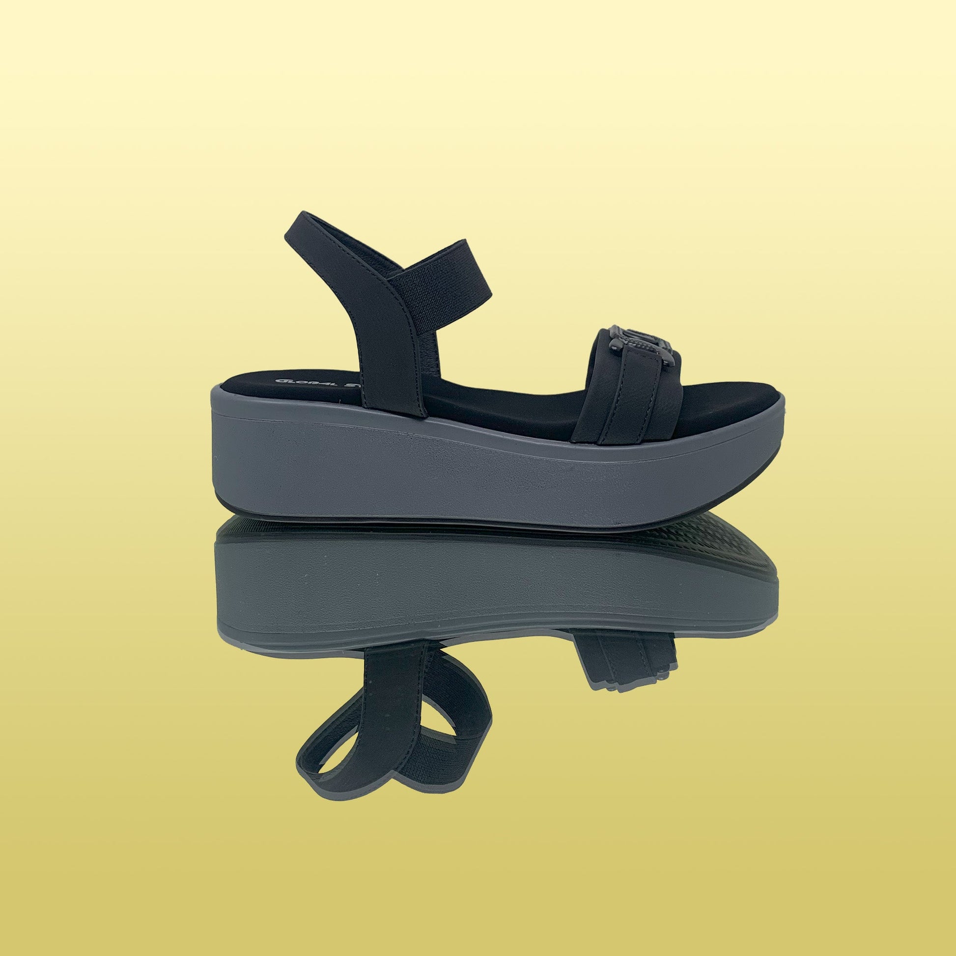 Black Platform Wedge Sandals - GlobalStep - shoes - 36