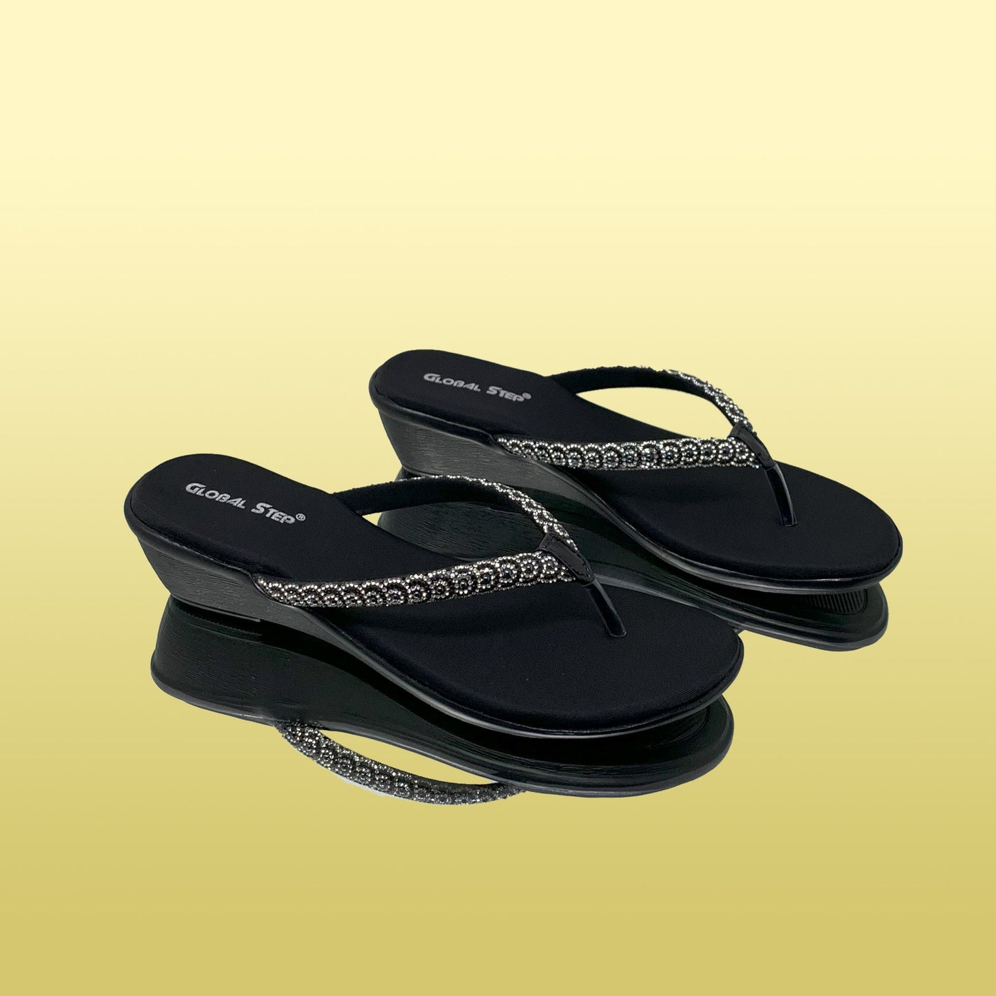 Black Rhinestone Wedge heels - GlobalStep - shoes - 36