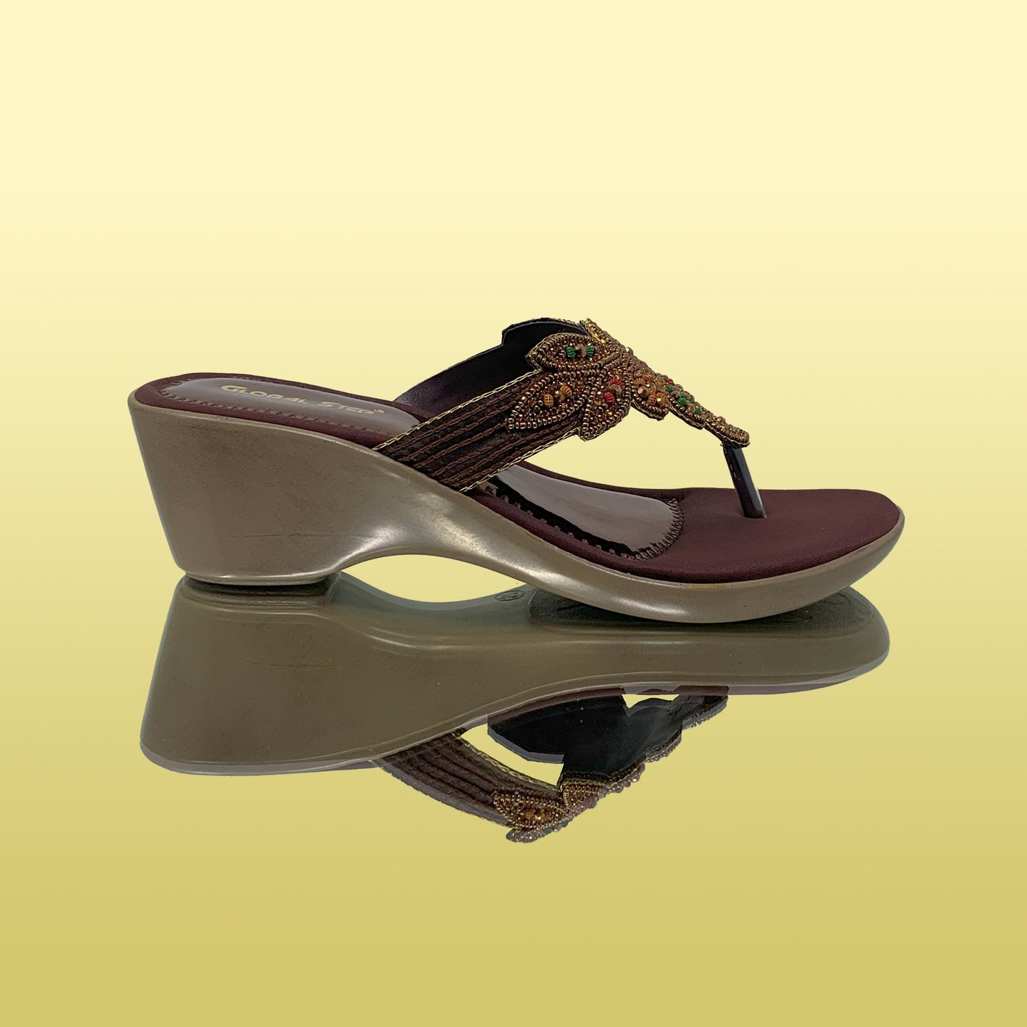 Brown Embellished Wedges - GlobalStep - shoes - 36