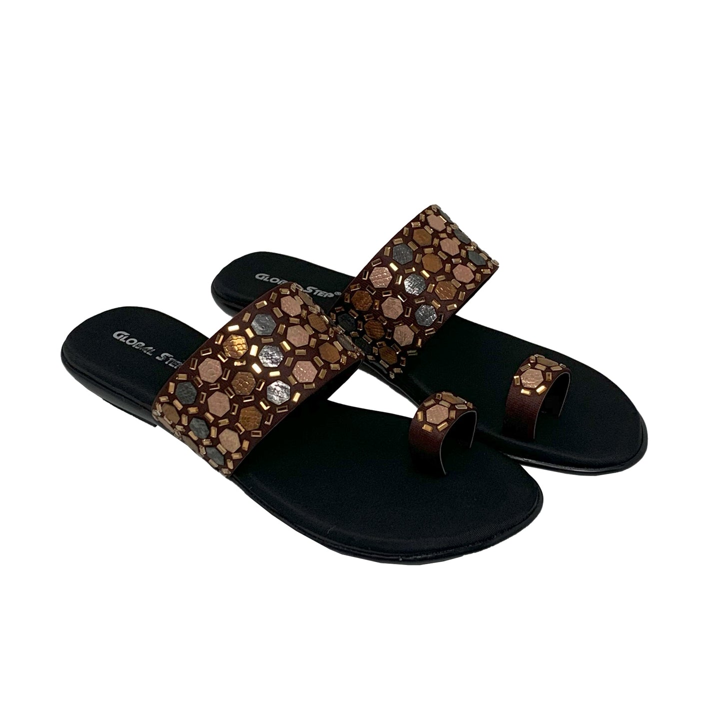 BrownMosaic Flat Sandals - GlobalStep - shoes - 36