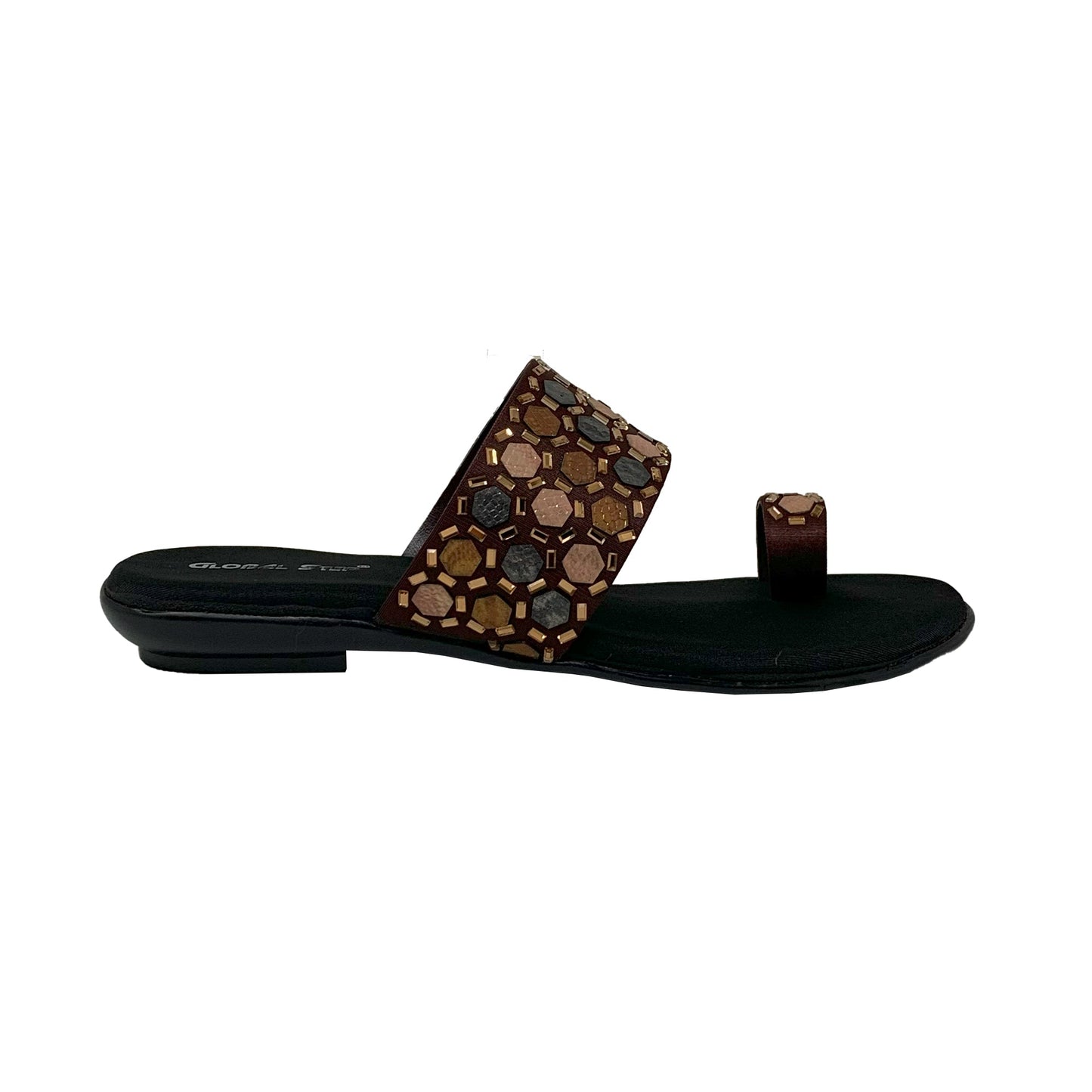 BrownMosaic Flat Sandals - GlobalStep - shoes - 36