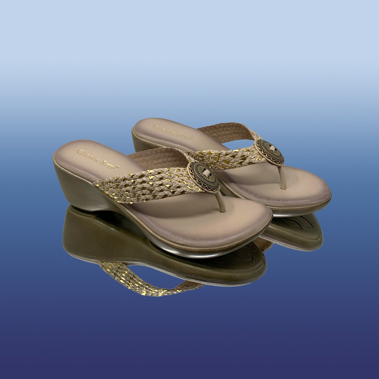 Elegant Beige Wedge Sandals - GlobalStep - shoes - 36