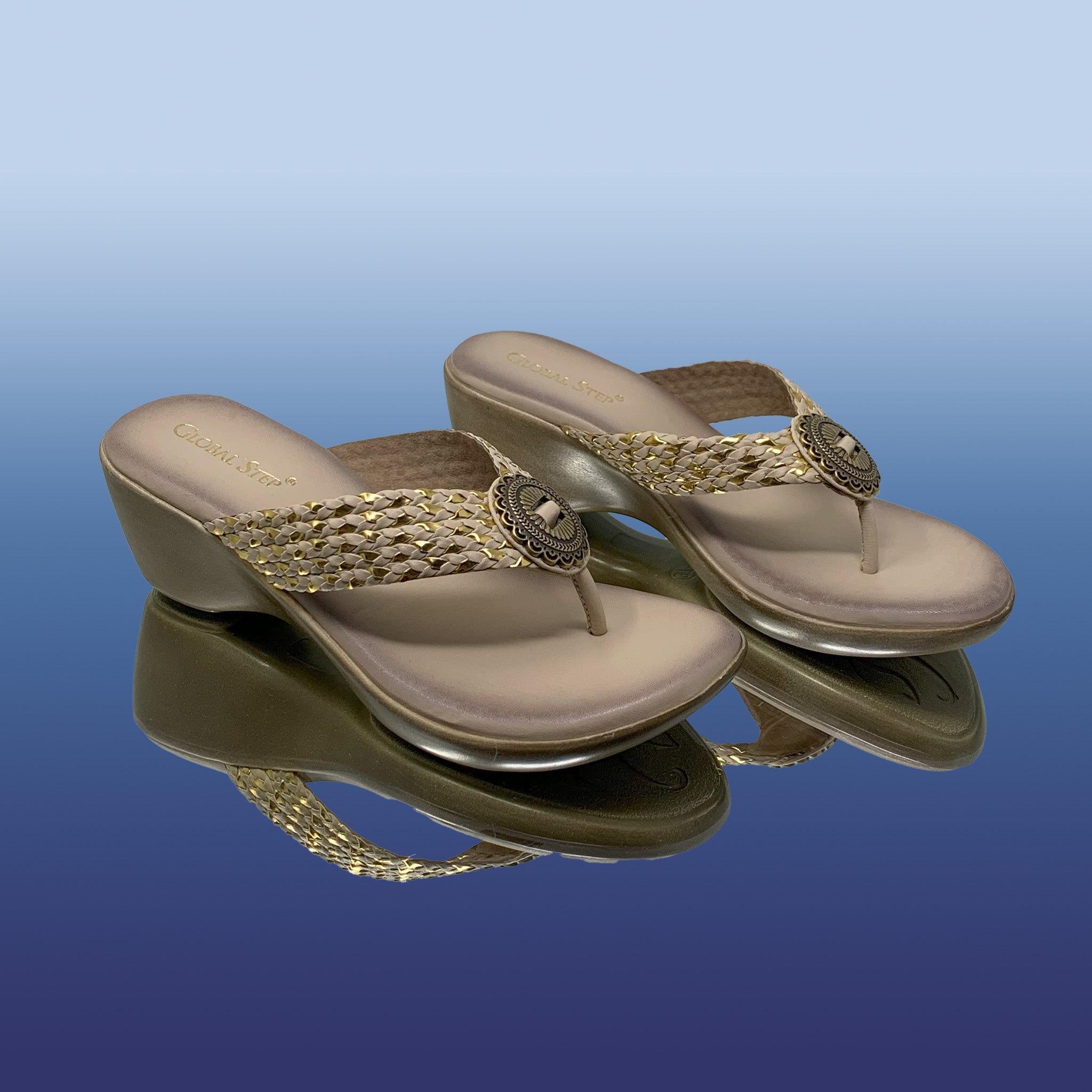 Elegant Beige Wedge Sandals GlobalStep GlobalStep