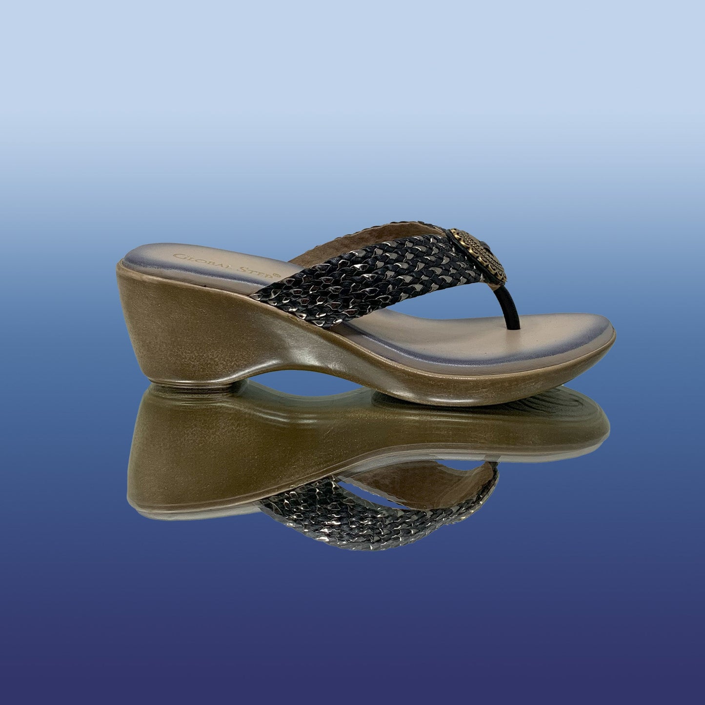Elegant Grey Wedge Sandals - GlobalStep - shoes - 36