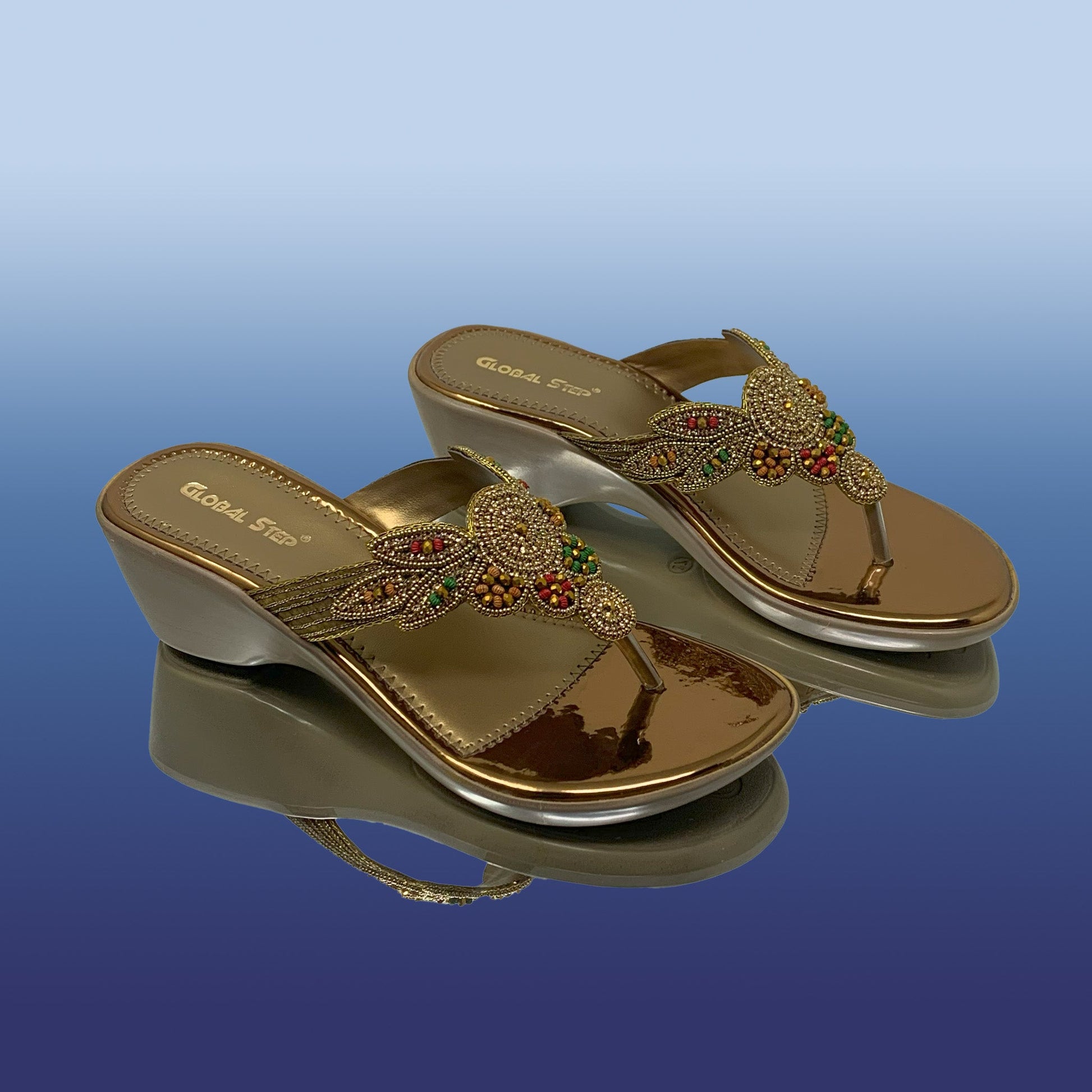 Embellished Wedge Sandals - GlobalStep - shoes - 36