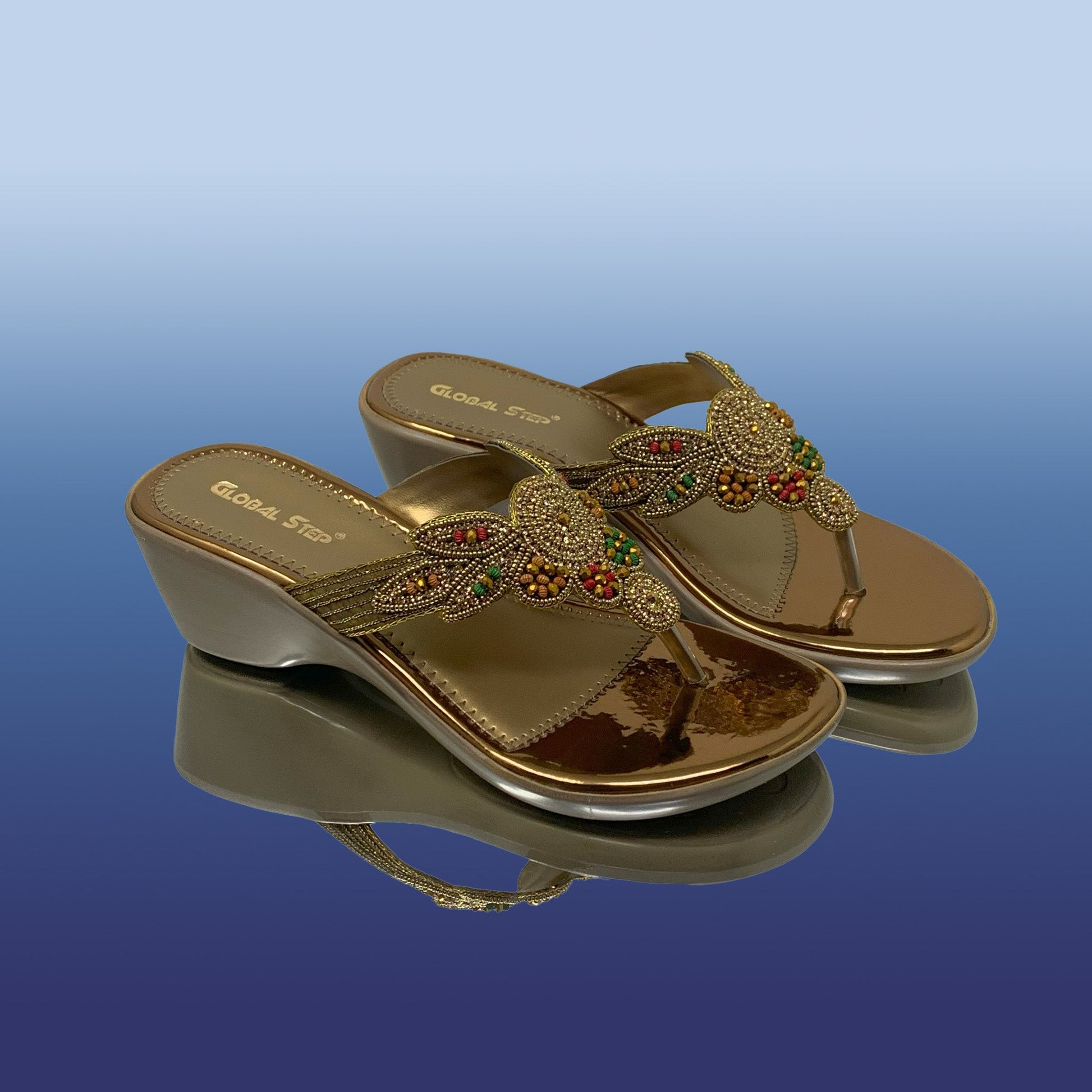 Embellished Wedge Sandals - GlobalStep - shoes - 36