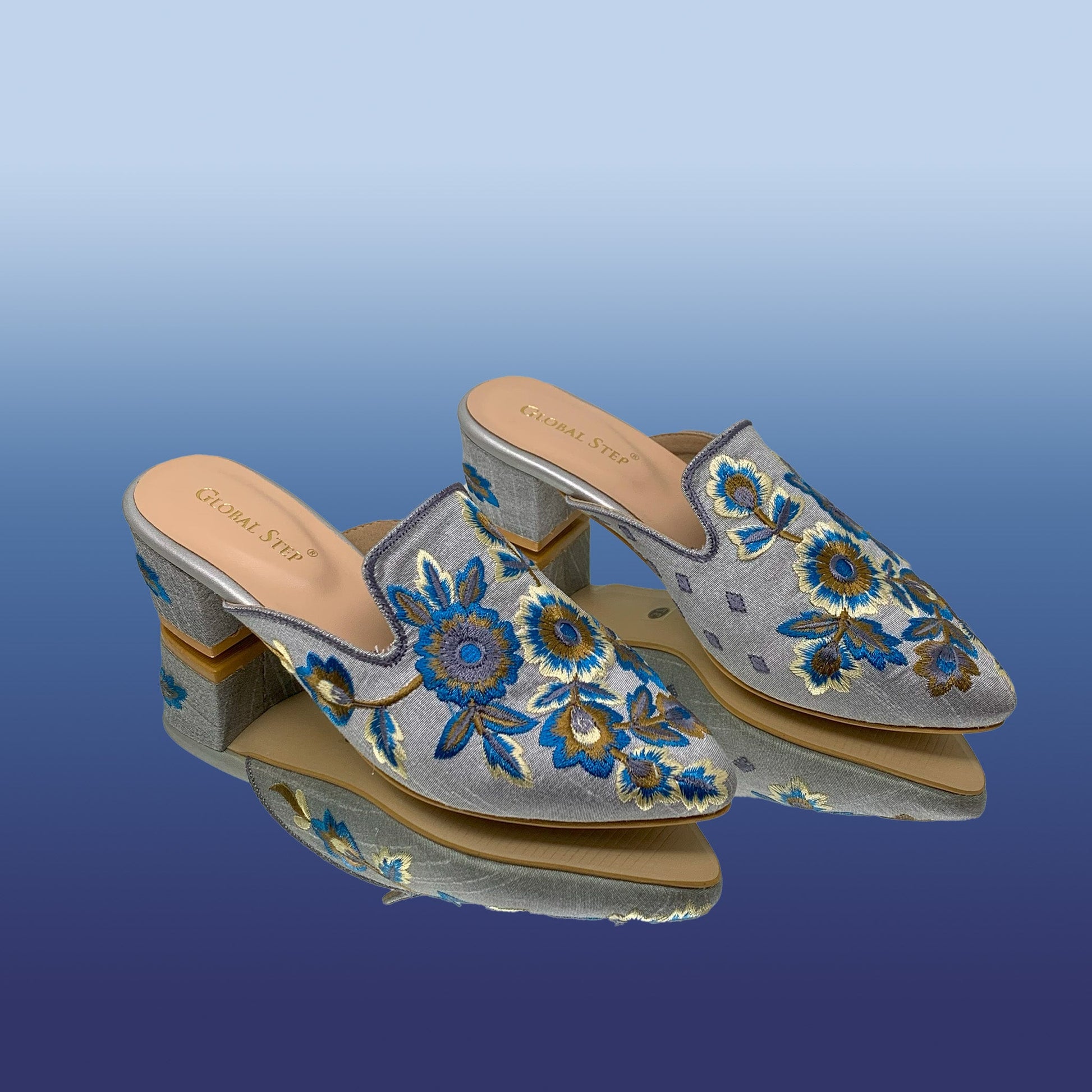 Floral Embroidered Heels - GlobalStep - shoes - 36