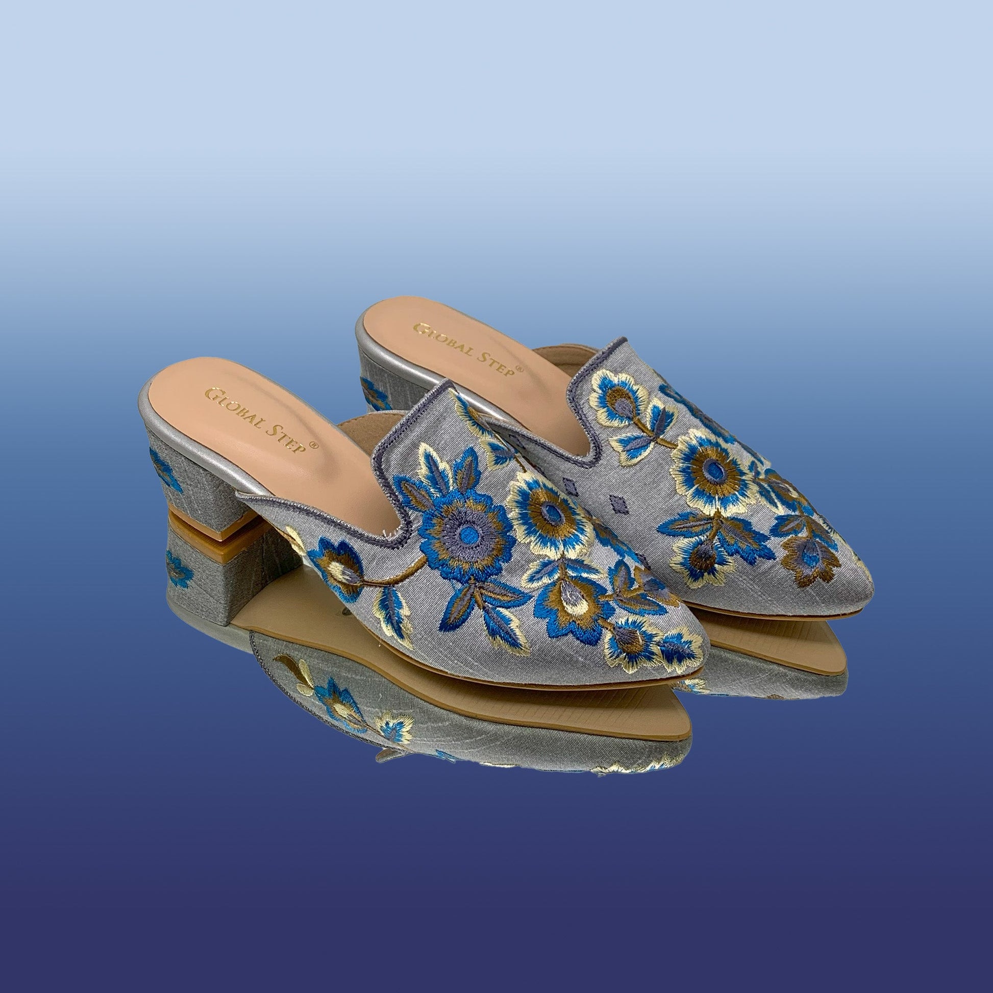 Floral Embroidered Heels - GlobalStep - shoes - 36