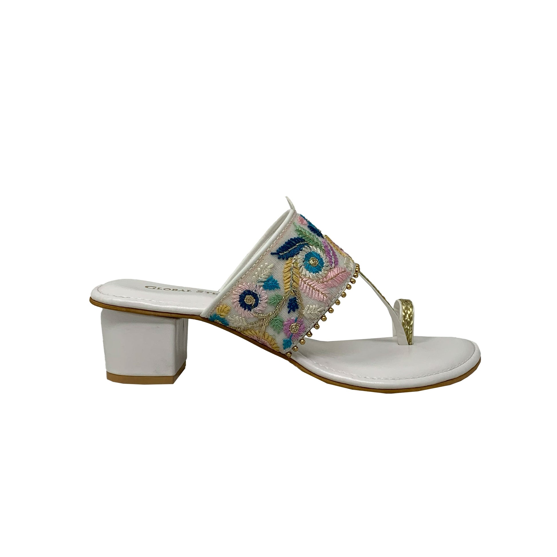 Floral Kolhapuri Heels - GlobalStep - shoes - 36