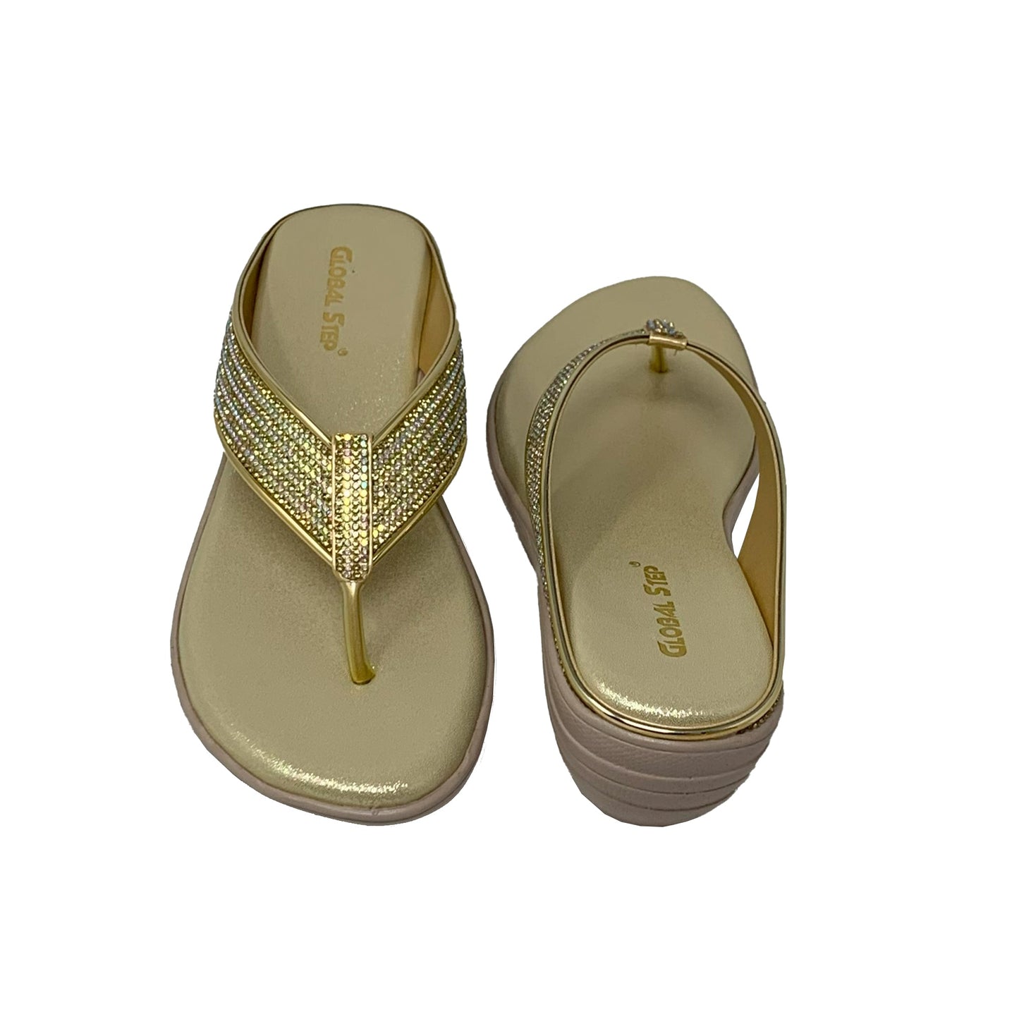 Golden Glimmer Wedge Sandals - GlobalStep - shoes - 36