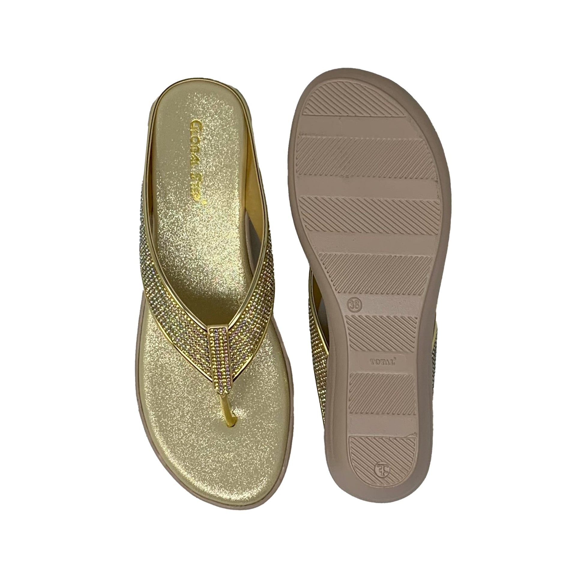 Golden Glimmer Wedge Sandals - GlobalStep - shoes - 36