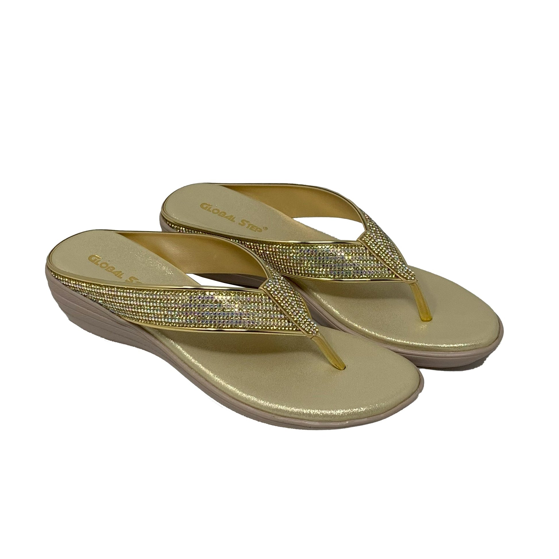 Golden Glimmer Wedge Sandals - GlobalStep - shoes - 36