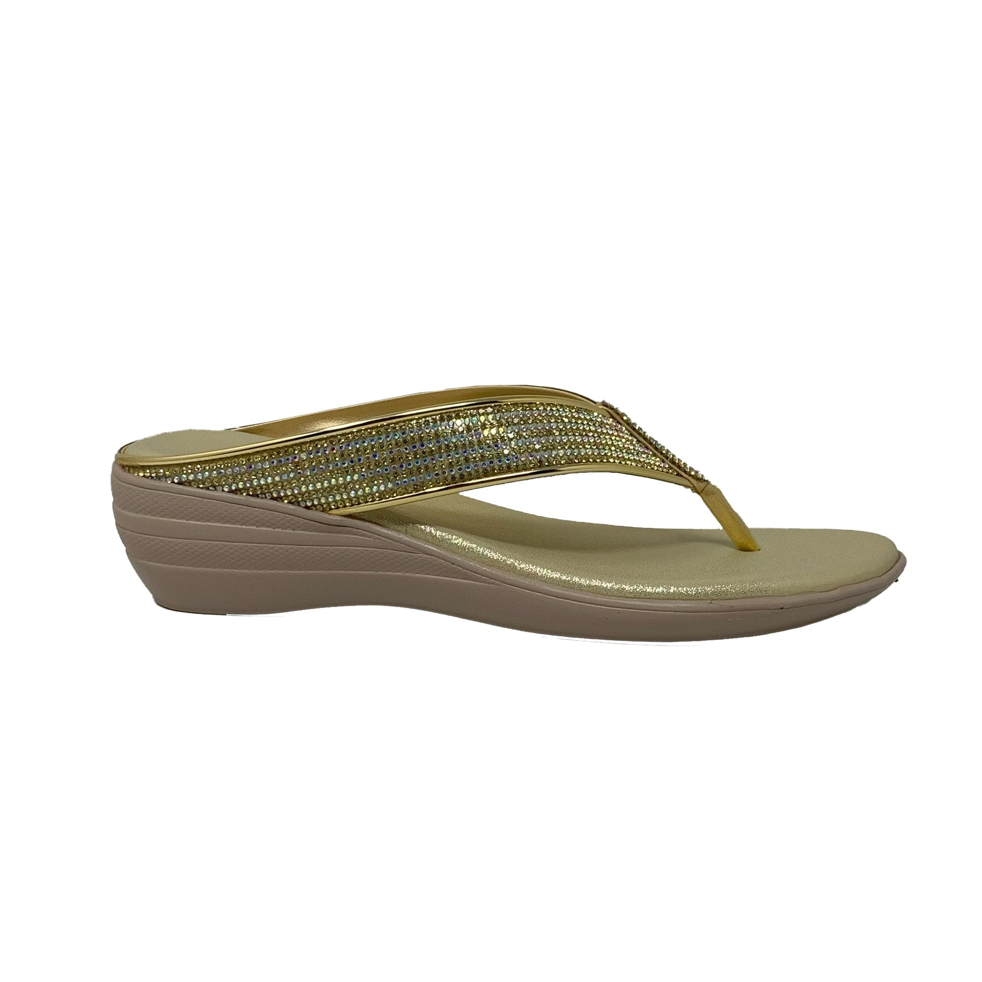 Golden Glimmer Wedge Sandals - GlobalStep - shoes - 36