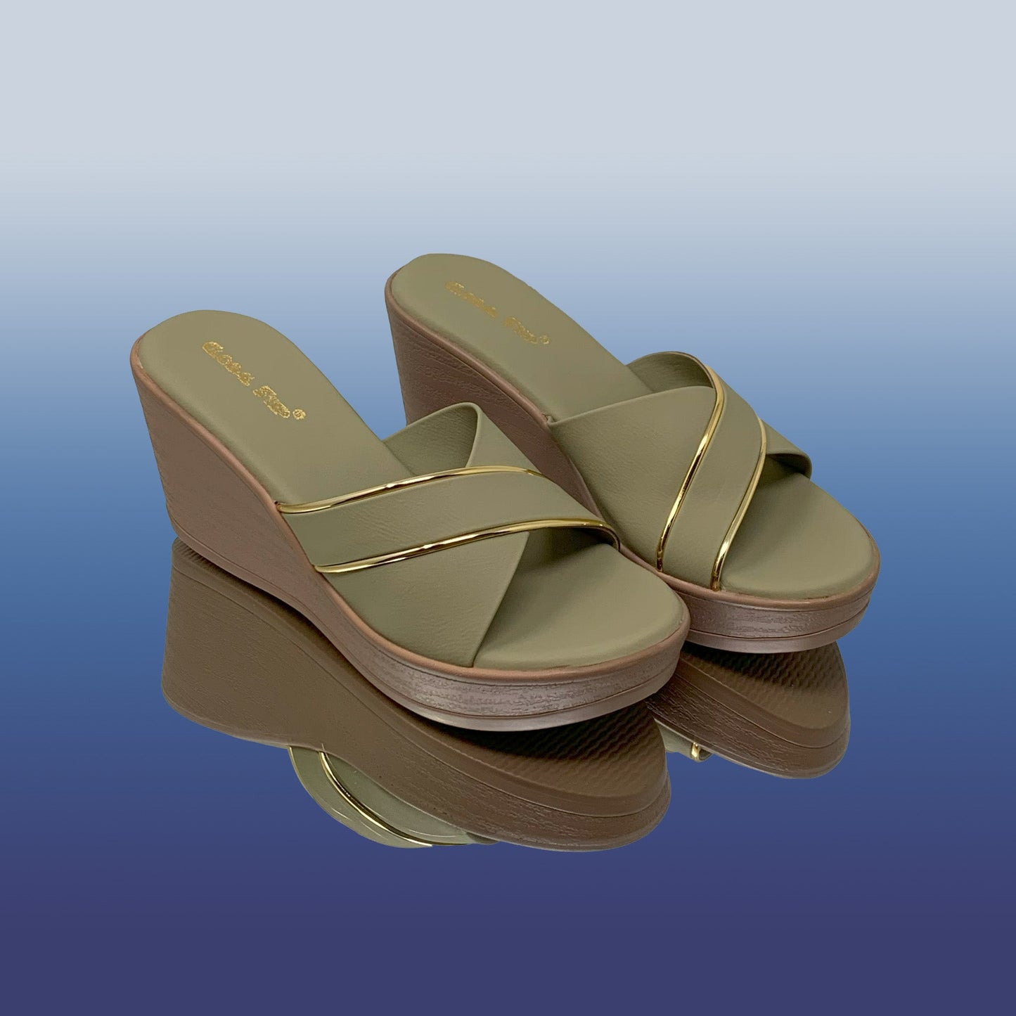 Green Mule Wedge Sandals - GlobalStep - shoes - 36