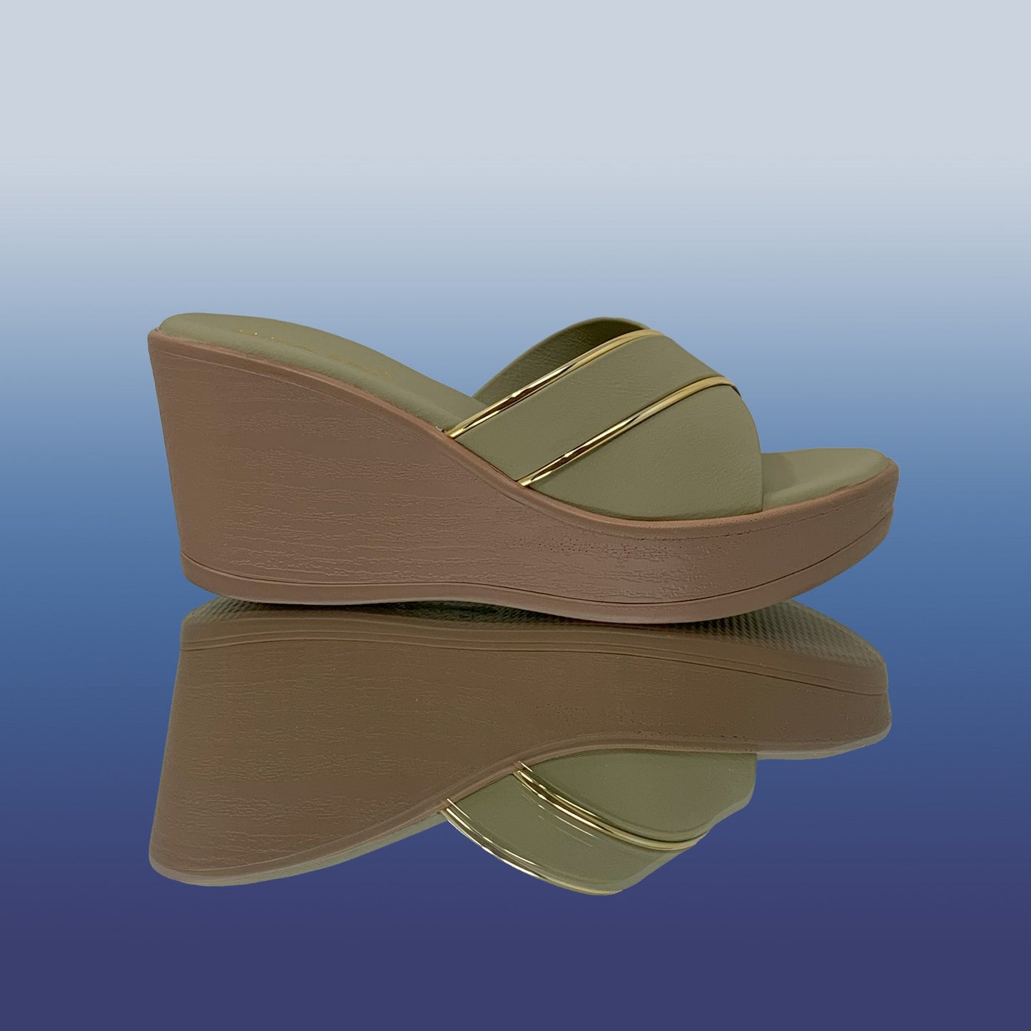Green Mule Wedge Sandals - GlobalStep - shoes - 36