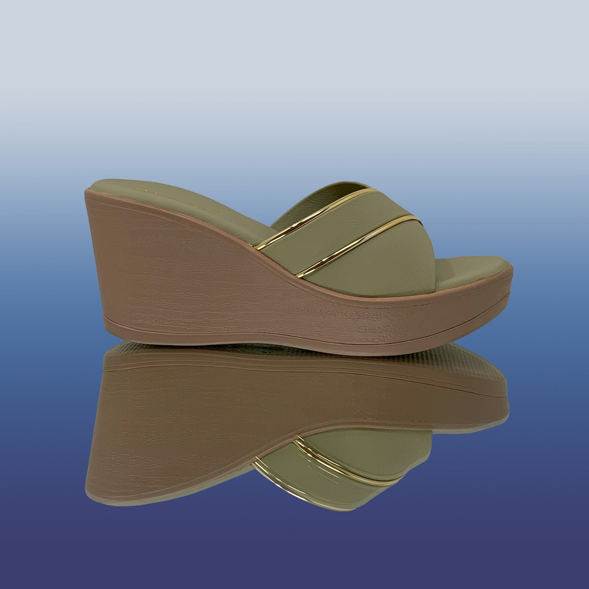 Green Mule Wedge Sandals - GlobalStep - shoes - 36
