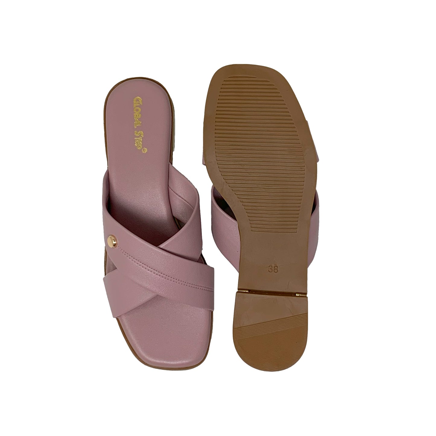 Pink Cross - Strap Flats - GlobalStep - shoes - 36