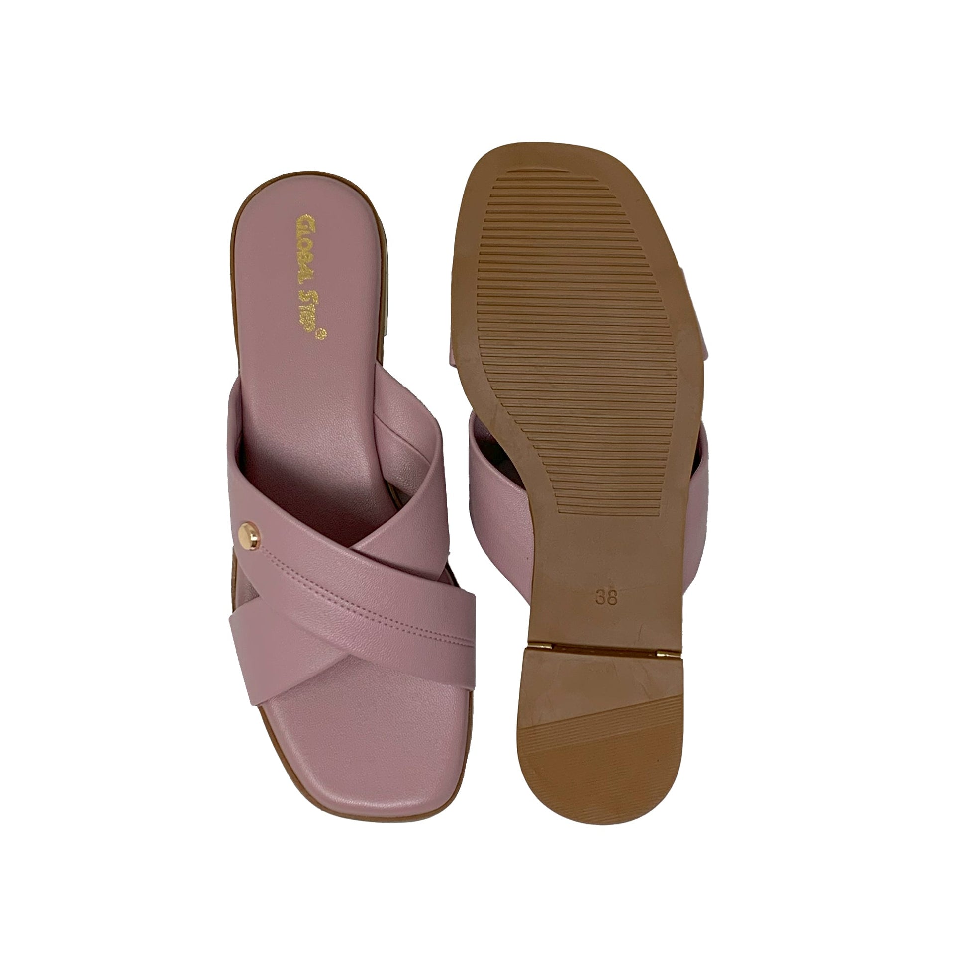 Pink Cross - Strap Flats - GlobalStep - shoes - 36