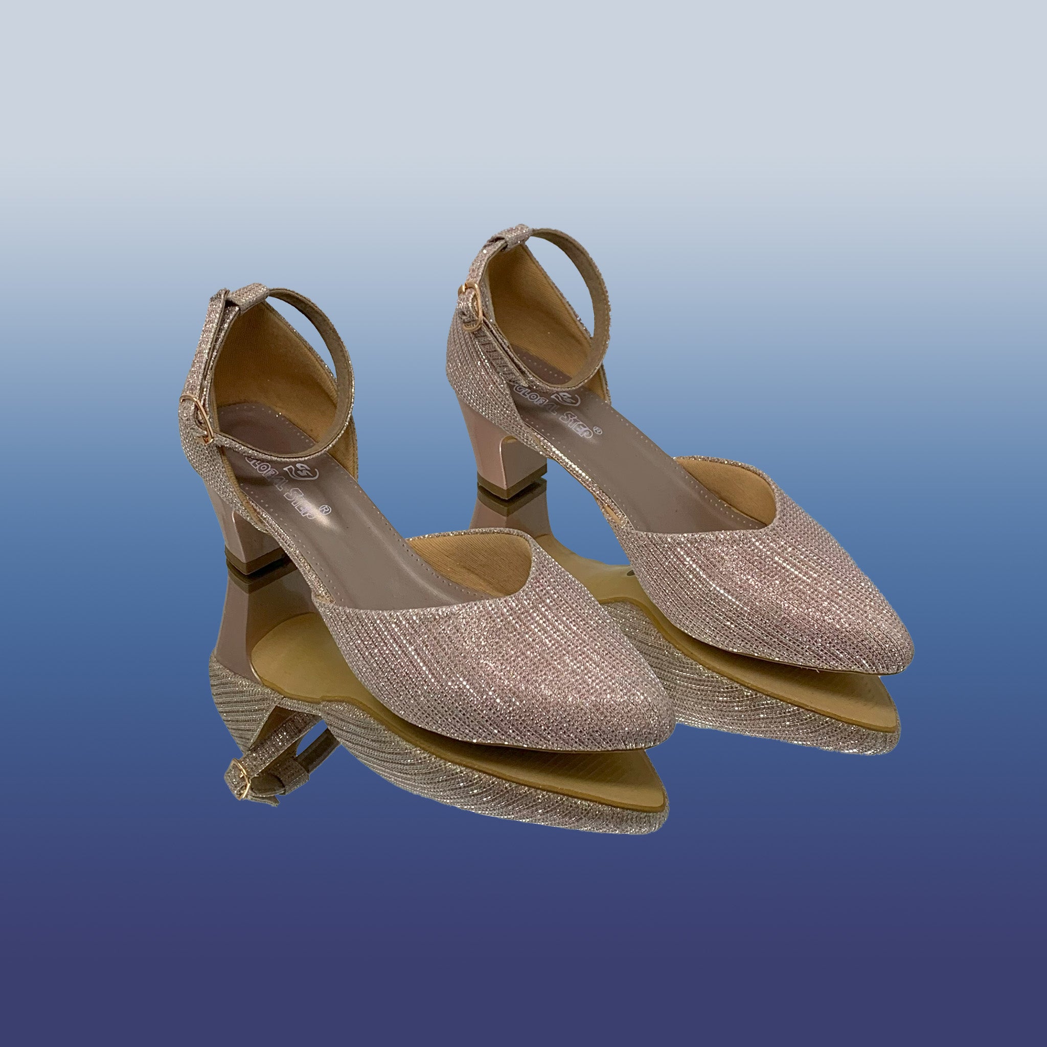 Rose Gold Gold Sparkly Heels Closed Toe Sina Rose Gold Glitter