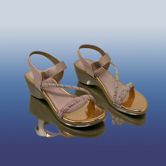 RoseGold Strappy Wedge Sandals - GlobalStep - shoes - 36