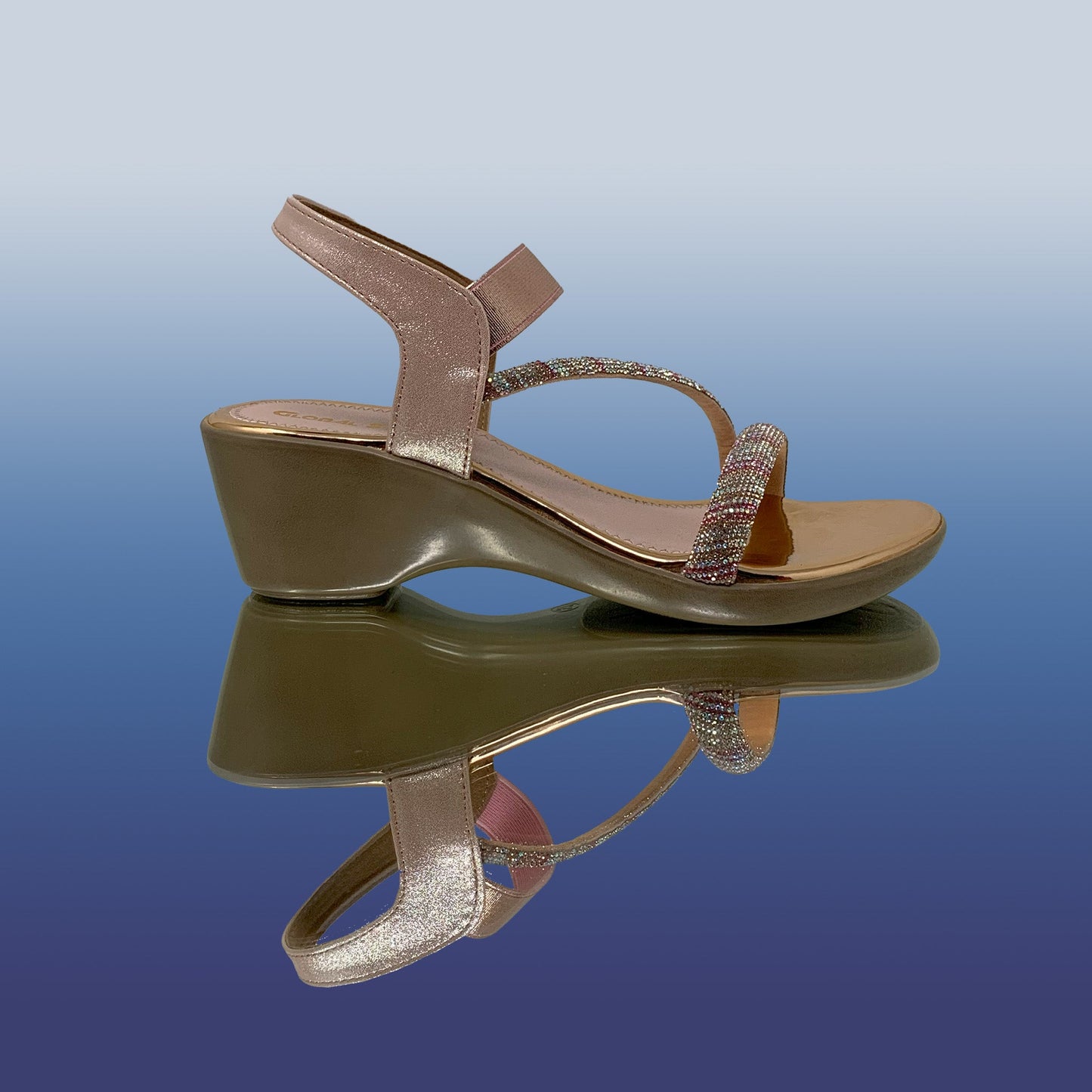 RoseGold Strappy Wedge Sandals - GlobalStep - shoes - 36