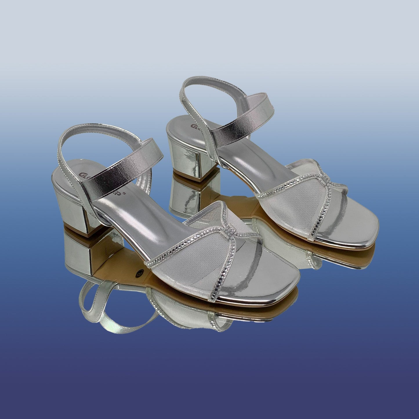 Silver Mesh Block Heels - GlobalStep - shoes - 36