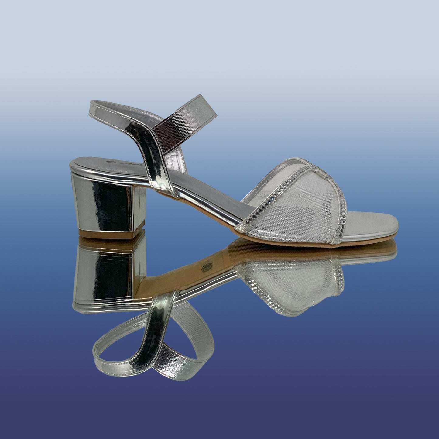 Silver Mesh Block Heels - GlobalStep - shoes - 36