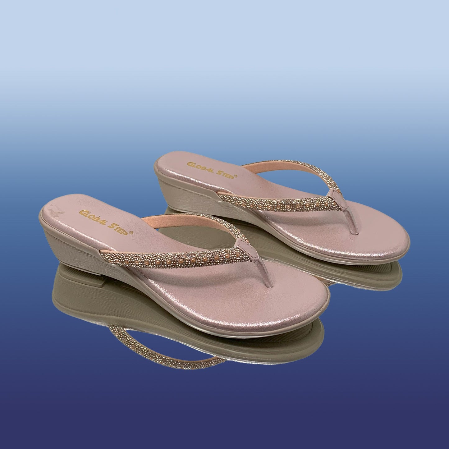 Stylish Rose Gold Wedge Sandals - GlobalStep - shoes - 36