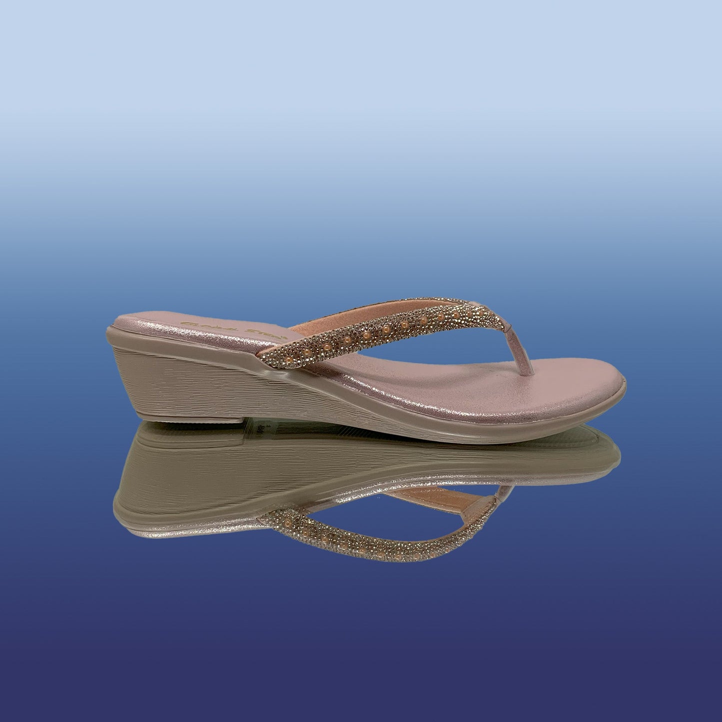 Stylish Rose Gold Wedge Sandals - GlobalStep - shoes - 36