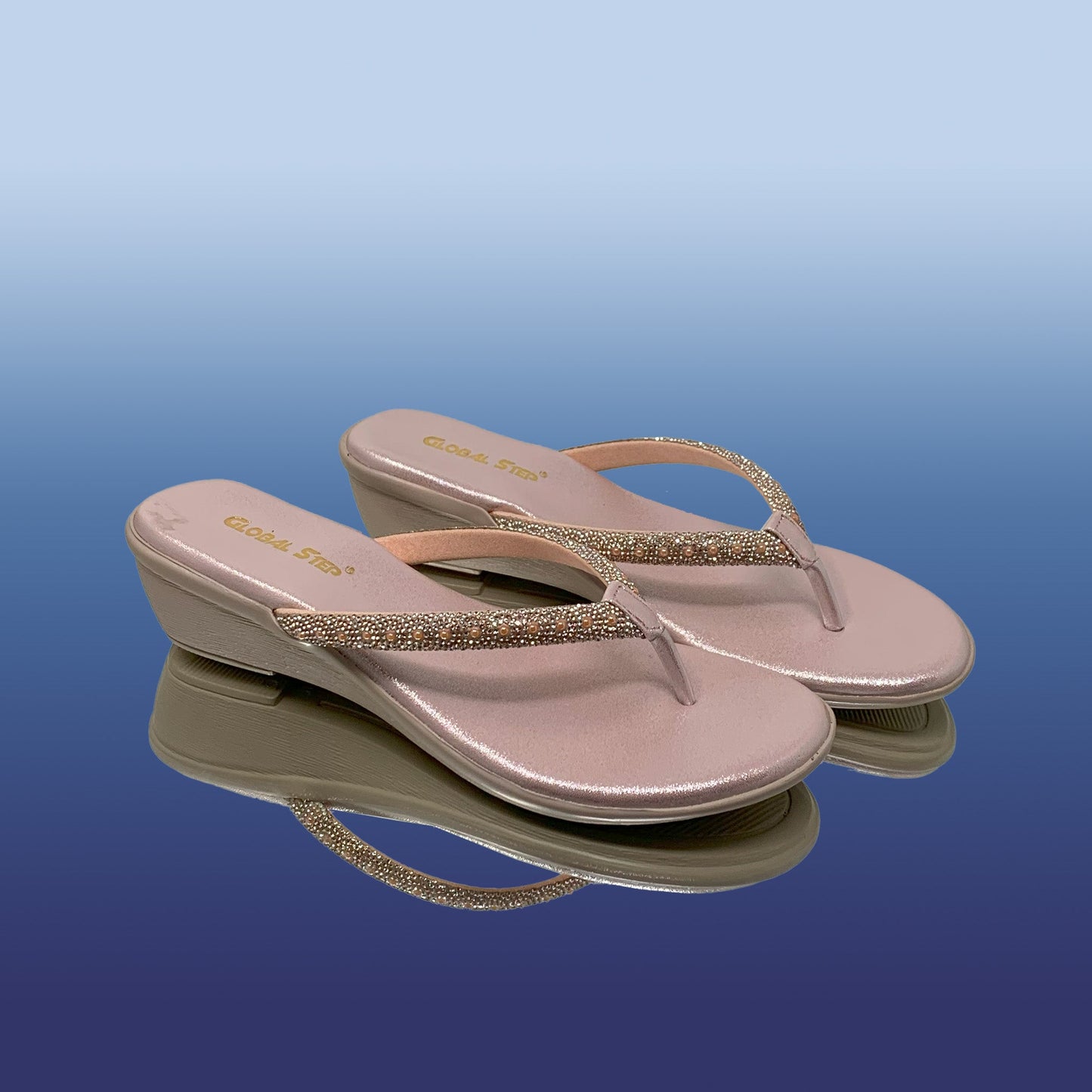 Stylish Rose Gold Wedge Sandals - GlobalStep - shoes - 36