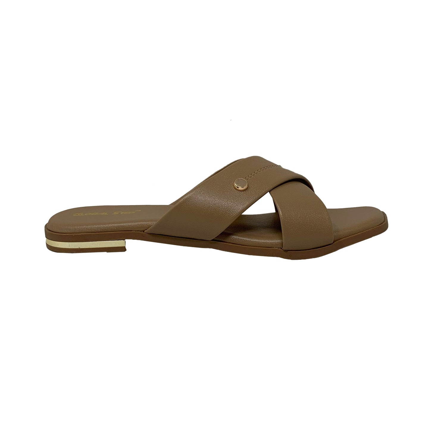 Tan Cross - Strap Flats - GlobalStep - shoes - 36