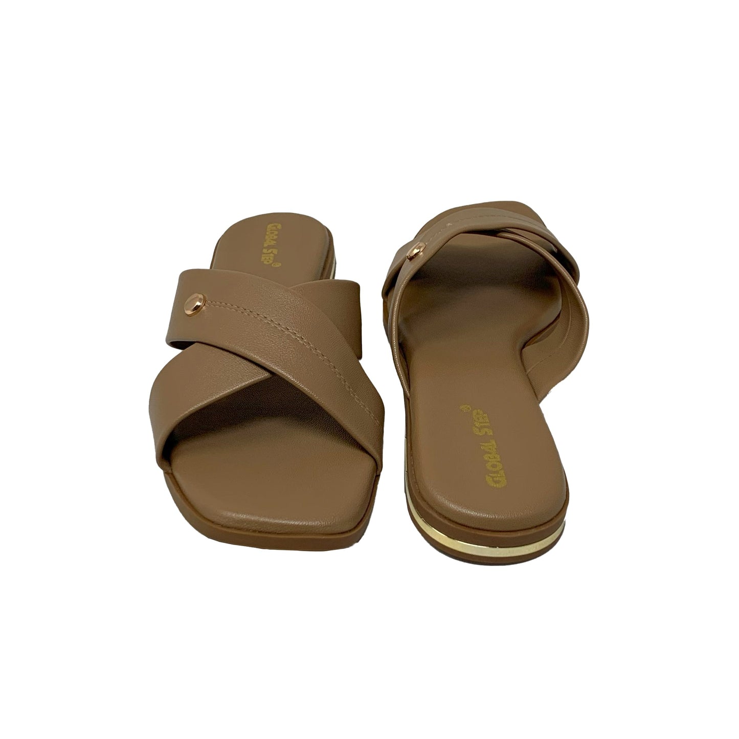 Tan Cross - Strap Flats - GlobalStep - shoes - 36