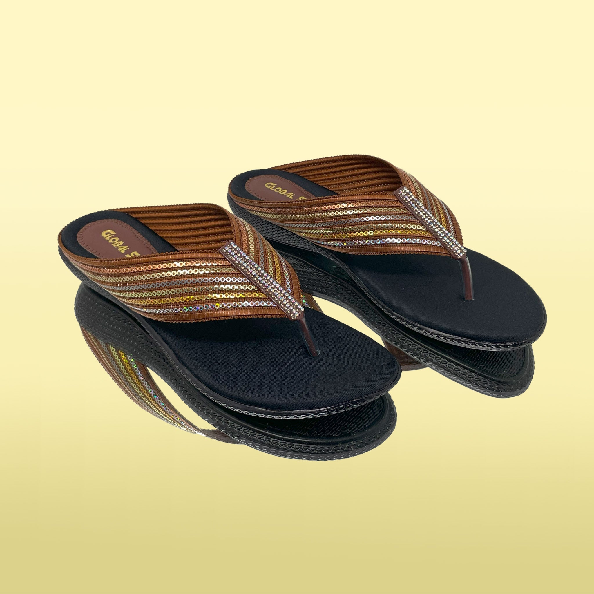 Tan Embroidery flat heels - GlobalStep - Flats