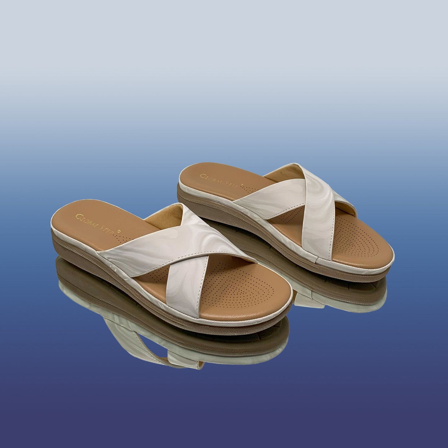 white cross - strap sandals - GlobalStep - shoes - 36