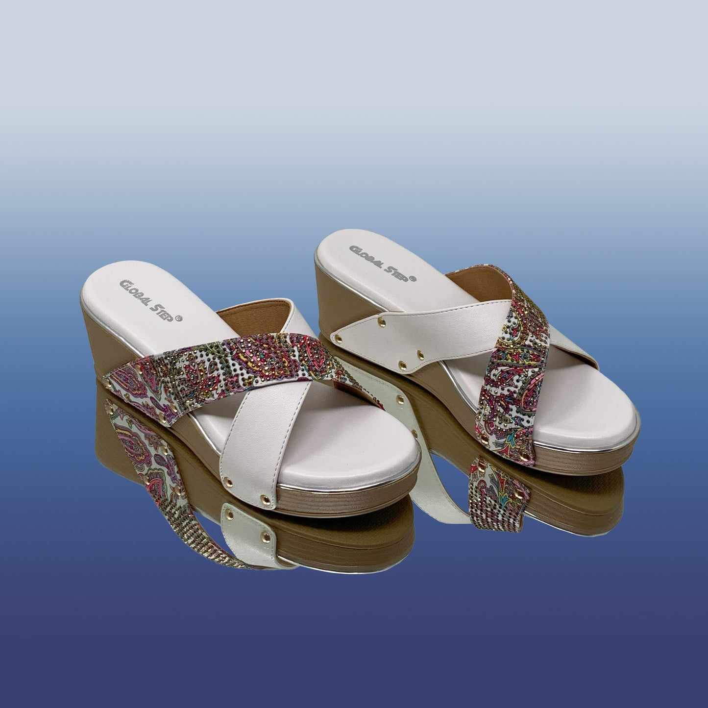 White Stylish Wedge Sandals - GlobalStep - shoes - 36
