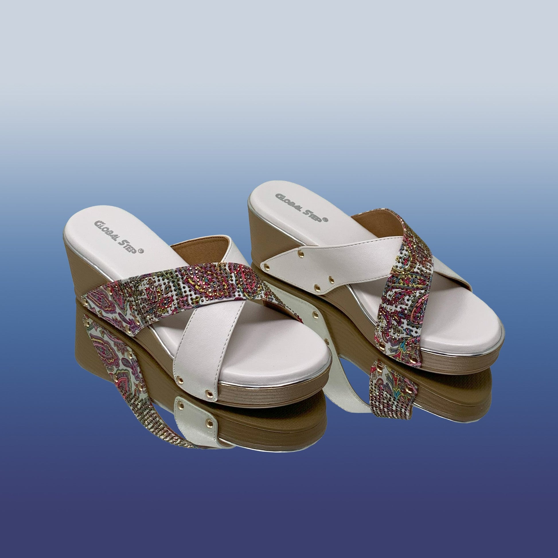 White Stylish Wedge Sandals - GlobalStep - shoes - 36